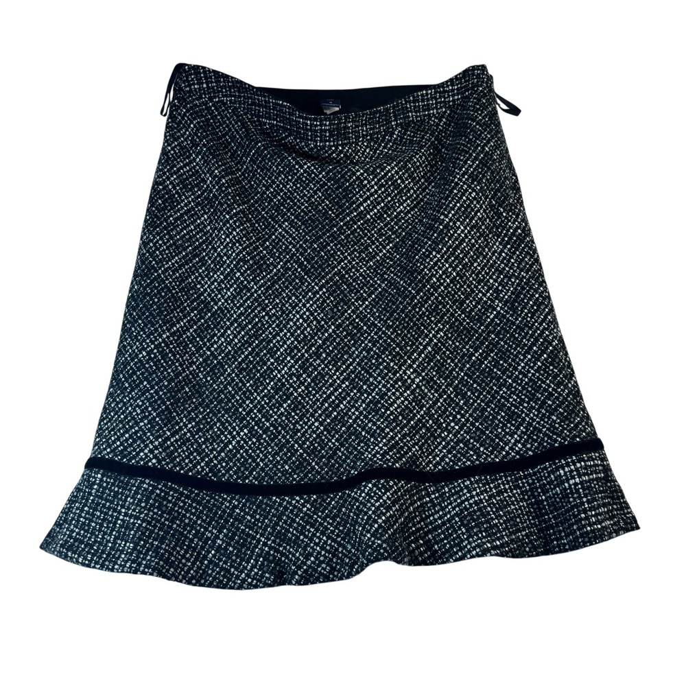 GAP Womens Skirt Size 12 Tweed Black Gray‎ Lined Career Work Office A Line Knee